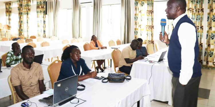 Principal Probation and Social Welfare Officer at the MGLSD, Shafik Butanda during a press briefing at Mukono