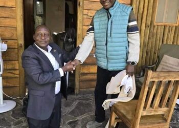 Ambassador Joseph Ndawula greeting the Kabaka in Namibia