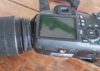 The Video Camera which was damaged as NUP Bouncers roughed up Journalists in Masaka, the equipment was exhibited by Police for investigation