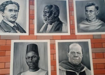 At the bottom line, Tefero Ssekkuuma Kisosonkole, a senior chief who would later become Katikkiro of Buganda, is depicted with a cap.