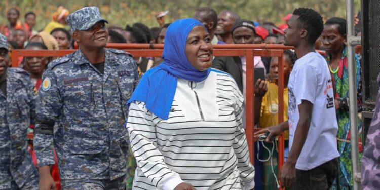 Namyalo arriving at Kantare playground in Rukiga district