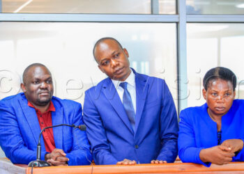 The accused MPs Mutembuli, Akamba and Namujju Dionizia Lwengo District Woman MP appearing before the Anti-Corruption Court in Kampala.
