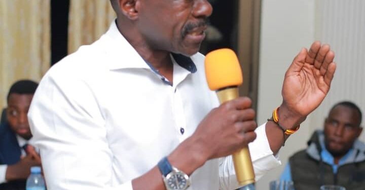 Capt. Kivumba addressing Rukiga University students Association at Makerere University recently.