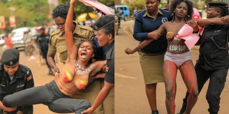 Pictorial: Nude Corruption Protestors Arrested in Kampala