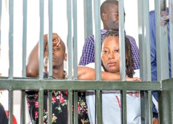 Olivia Lutaaya and other NUP supporters before court