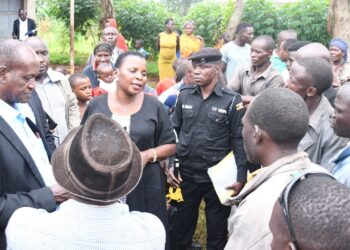 Beatrice Akori Akello, the Minister for Economic Monitoring and Development in the President's Office conducting inspections at Bugisu sub region.
