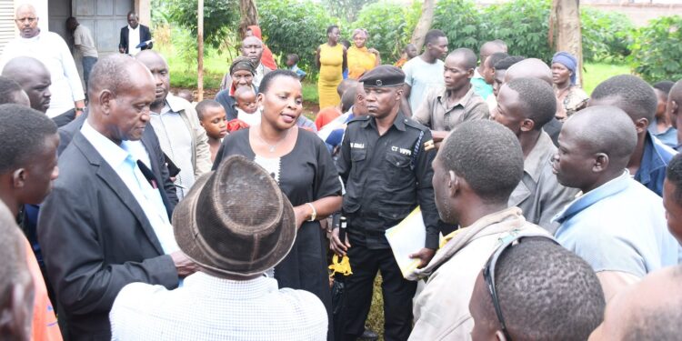 Beatrice Akori Akello, the Minister for Economic Monitoring and Development in the President's Office conducting inspections at Bugisu sub region.