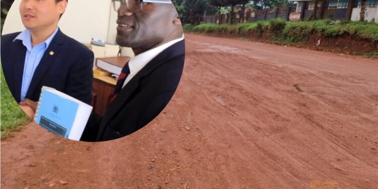 A section of road whose revised designs were submitted to CCCC and instead has considered soil filling in potholes.