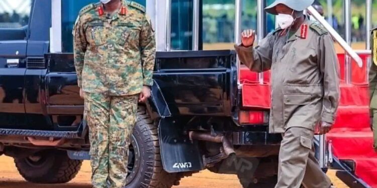 Gen. Muhoozi and President Museveni at Kyotera