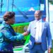 Prof. Nawangwe handing over bus keys to the collage principal