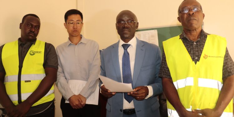 Town Clerk, Francis Byabagambi reading the statement, next are project managers.