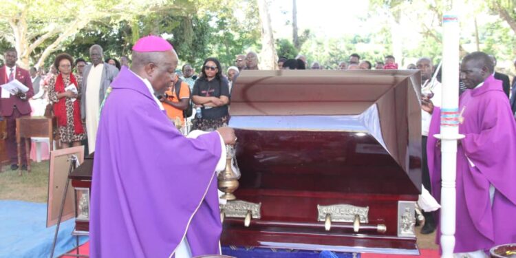 Bishop Jjumba leading the mass.