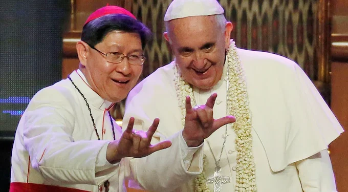 Cardinal Luis Antonio Tagle, seen here with Pope Francis in 2015, could become the first Asian pontiff Credit Wally Santana