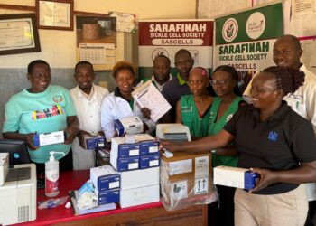 Testing kits and a diagonistic machine donated to Kigorobya HCIV.
