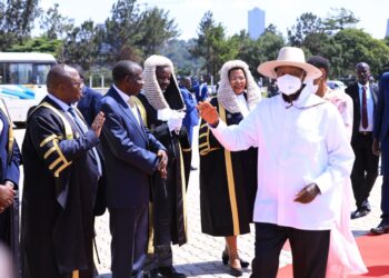 Museveni at Kololo for budget reading.