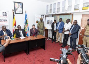 Suspects paraded before press conference.