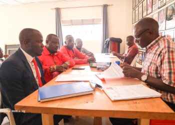 Gganzi Steven Musoke at the party headquarters returning forms.