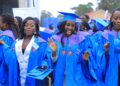 Graduates celebrate during a recent graduation ceremony.