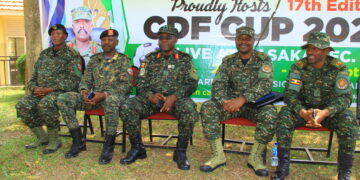 Members of the CDF Cup Organizing Committee addressing a press conference in Masaka.
