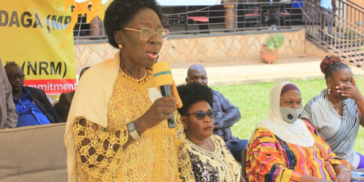 Rebecca Kadaga speaking to delegates at Mukono.