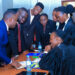 Law students brainstorm ahead of the second round of the moot competition