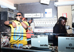 MC Timothy Code wowing the crowd as DJ Cisse spins the disc