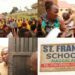School director Fred Kafumbe is seen blocking residents from entering St. Francis Schools Naggalama during the tense confrontation over a disputed access road