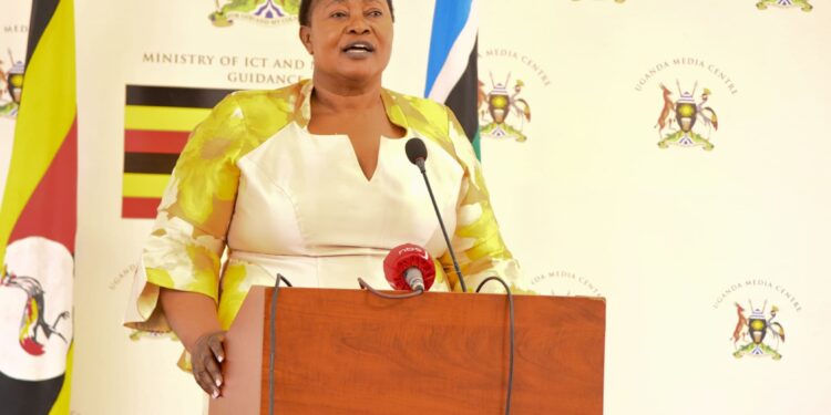 Minister Milly Babalanda addressing media at UMC