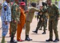 Gen Muhoozi Kainerugaba being welcomed at Kololo Ceremonial Grounds ahead of the inspection of swearing in parade rehearsals by senior security officials.