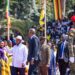 Yoweri Kaguta Museveni waves to supporters