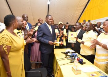Jacob Marksons Oboth-Oboth arrives at the NRM Electoral Commission offices to express interest in the race for Deputy Speaker of Parliament ahead of the party’s internal elections.