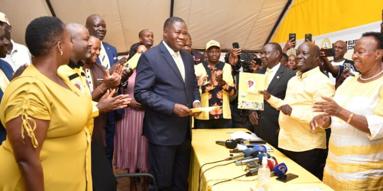 Jacob Marksons Oboth-Oboth arrives at the NRM Electoral Commission offices to express interest in the race for Deputy Speaker of Parliament ahead of the party’s internal elections.