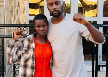 David Lewis Rubongoya welcomes Agatha Nazziwa, popularly known as “Gen Blue Tick,” after her reported release following weeks of alleged detention.