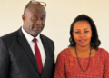 Former Nwoya District CAO Jenephar Nantume Egunyu and newly appointed Chief Administrative Officer Richard Madete. Madete has officially taken over leadership of the district amid ongoing corruption allegations facing Nantume.