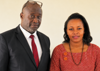 Former Nwoya District CAO Jenephar Nantume Egunyu and newly appointed Chief Administrative Officer Richard Madete. Madete has officially taken over leadership of the district amid ongoing corruption allegations facing Nantume.