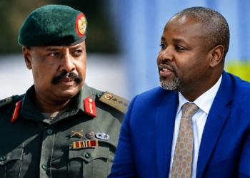 Chief of Defence Forces Gen. Muhoozi Kainerugaba (left) and Deputy Speaker Thomas Tayebwa. Muhoozi has endorsed Tayebwa for retention as Deputy Speaker in Uganda’s 12th Parliament.