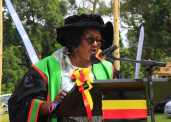 Florence Namayanja speaks after being sworn in for a second term as Mayor of MasakaCity. Photo by Robert Nsubuga