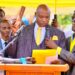 Francis Lukooya Mukoome takes oath during his swearing-in ceremony as Mukono District LC5 Chairperson, marking the official start of his new term in office.
