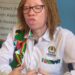 Olive Namutebi, Executive Director of Albinism Umbrella Uganda, addresses journalists during a press briefing in Kampala