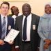Starlink's Ryan Goodnight with ED UCC and Permanent Secretary of Ministry of ICT Aminah Zawedde.