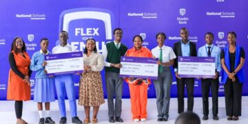 Stanbic National Schools Championship 11th edition Finalists from Central Uganda pose for the group photo with after the bootcamp session in Gayaza High School, Wakiso District.
