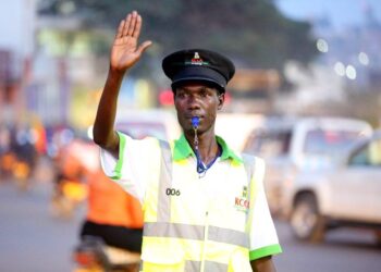 KCCA enforcement officers supervise traffic operations within Kampala’s Central Business District.
