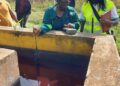 NEMA inspectors carry out an environmental compliance inspection at NYTIL’s facility in Buikwe District following allegations of industrial effluent discharge into neighbouring land and the River Nile.