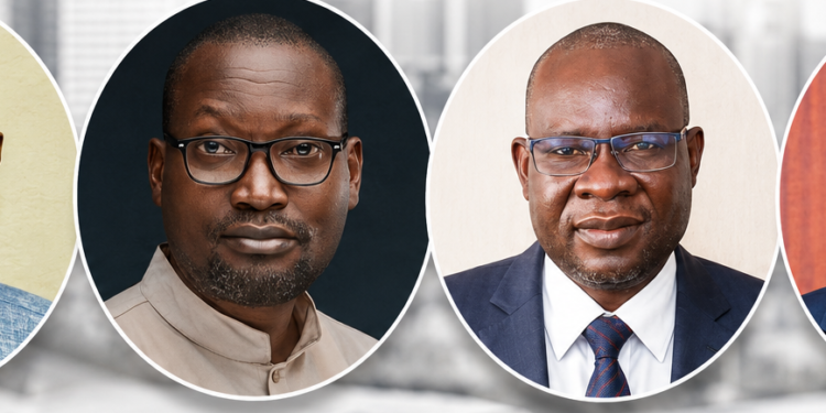 Shortlisted candidates (from L-R): Associate Professors Eric Awich Ochen, Daniel Komakech, Godfrey Akileng and Collins Okello.