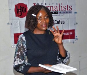 Dr. Faith Nakiyimba, the Masaka District Health Officer explaining the new infection increase. Photo by Davis Buyondo