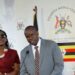 Minister of Local Government Balaam Barugahara Ateenyi and Nameere during a press briefing on the extension of LC1 and LC2 leaders' tenure.