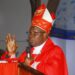 Bishop Serverus Jjumba of Masaka Diocese delivers a homily at Kitovu Cathedral during Uganda Martyrs’ commemorations, calling for renewed faith, unity, and self-reliance among Christians.
