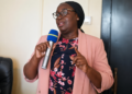 Jinja District CAO Lillian Nakamatte speaks at a meeting before being recalled to the Ministry of Local Government pending corruption investigations.