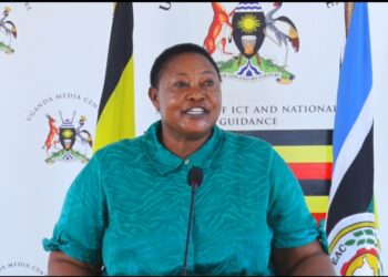 Minister for the Presidency, Hon. Babirye Milly Babalanda, speaks to journalists at the Uganda Media Centre