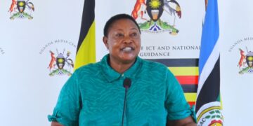 Minister for the Presidency, Hon. Babirye Milly Babalanda, speaks to journalists at the Uganda Media Centre